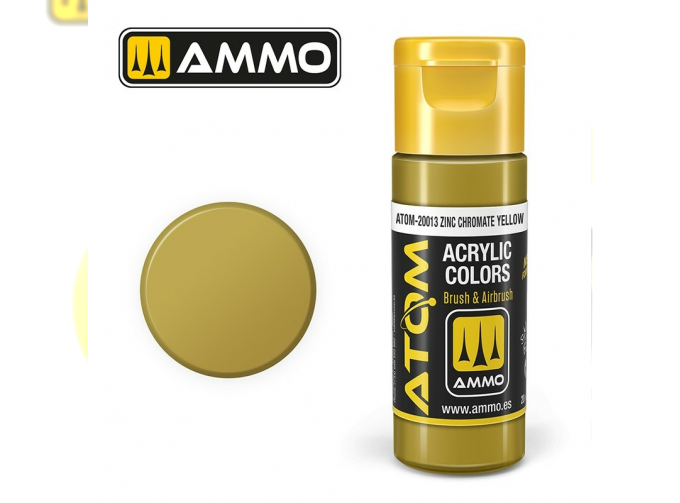 Краска акриловая ATOM COLOR Желтый хромат цинка / Zinc Chromate Yellow, 20мл