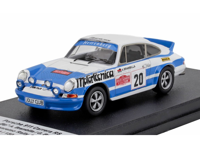 PORSCHE 911 Carrera Rs Coupe (night Version) №20 Rally Sanremo (1976) Alberto Brambilla (bip-bip) - Gianpiero Bertocci, Light Blue White