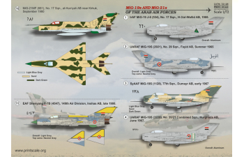 Декаль MiG-19s and MiG-21s of the Arab Air Force