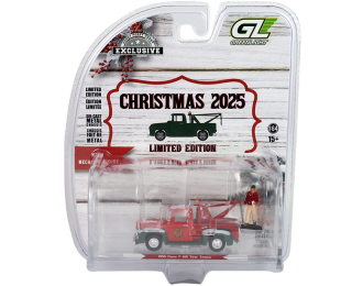 FORD F-100 Tow Truck with Mechanic Figure* Christmas 2025 Limited Edition* (1956), red / white / green