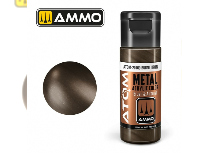 Краска акриловая ATOM COLOR METALLIC Жжённый металл / Burnt Iron, 20мл