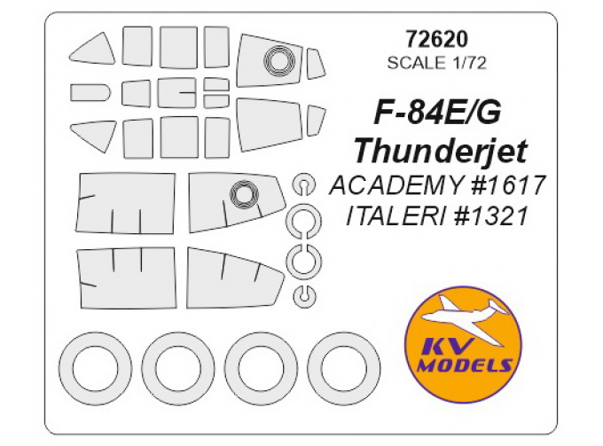 Маски окрасочные F-84E/G Thunderjet + маски на диски и колеса