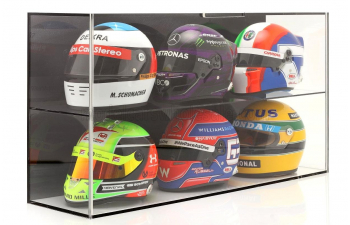 VETRINA DISPLAY BOX Hight Quality Showcase For Up To 6 Helmets Or 4 Modelcars 1/18 Lungh.length Cm 58 X Largh.width Cm 15.5 X Alt.height Cm 30.5, Black Backside