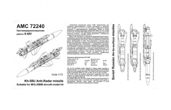 Х-58У с пусковой АКУ-58 (2шт.) для МиГ-25БМ /противорадиолокационная ракета/