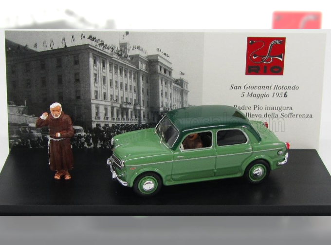 FIAT 1100/103 Tv Padre Pio Inaugurazione Casa Del Sollievo E Della Sofferenza 5 Maggio (1957) - With Figures, Green