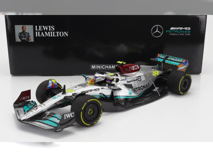 MERCEDES GP F1 W13e Team Mercedes-AMG Petronas F1 №44 6th Miami Gp (2022) Lewis Hamilton, Silver Green