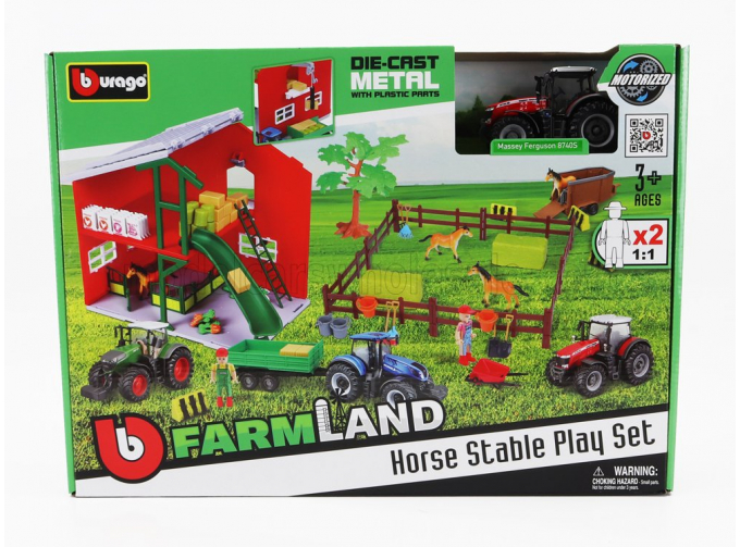 MASSEY FERGUSON Set Farm Horse Stable Play 8740s Tractor (2016), Red