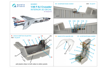 3D Декаль интерьера кабины F-8J Crusader (Hasegawa/Hobby 2000)