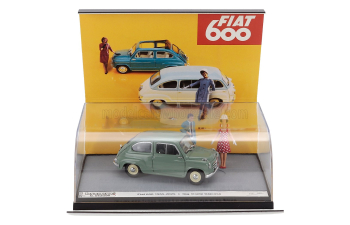 FIAT Diorama 600 Berlina 1-series With Figures 1955 - 70th Anniversario (2025) - Il Capolavoro Di Dante Giacosa, Verde Chiaro - Green