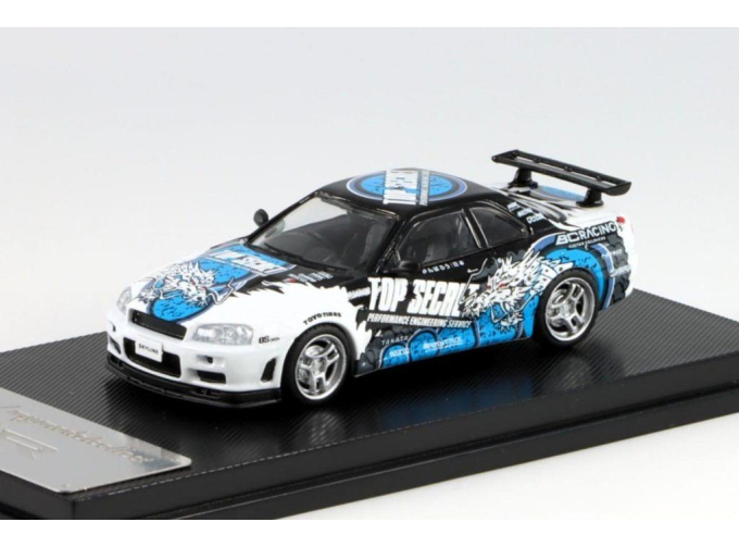 NISSAN Skyline GT-R R34 V-Spec Top Secaet, blue/white/black