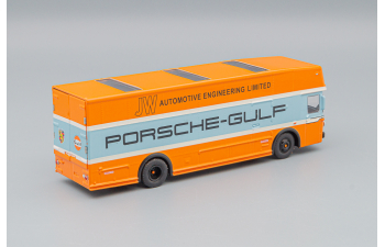 MERCEDES-BENZ O317 Gulf Porsche race transporter, orange light-blue