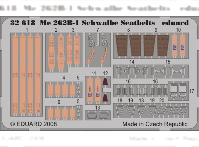 Фототравление привязные ремни Me 262B-1 Schwalbe Seatbelts