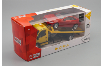 IVECO FIAT Daily Assistance Carro Attrezzi - Tow Truck Road Service 2009 With Bmw 4-series M4 Coupe (g82) 2020, Yellow Red