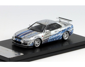 NISSAN Skyline GT-R R34 V-Spec, silver/blue