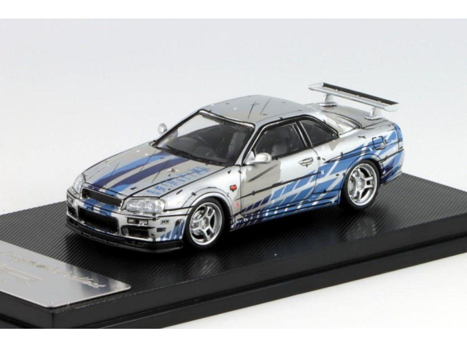 NISSAN Skyline GT-R R34 V-Spec, silver/blue