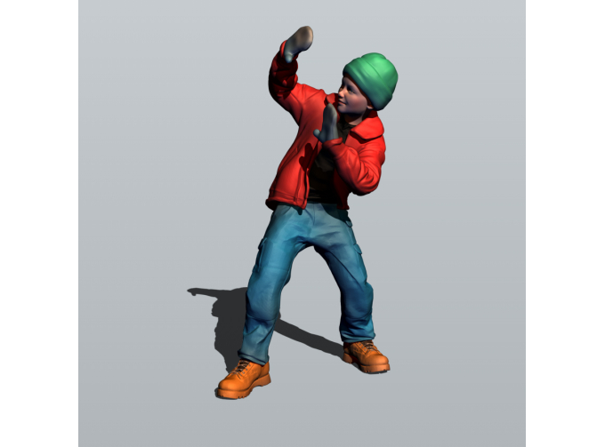 Фигура Шалунишка уклоняется от снежков (масштаб 1:24), окрашенная