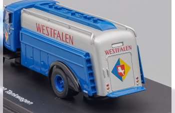 BÜSSING 8000 fuel truck, Westfalen, blue / silver
