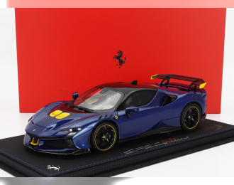 FERRARI Sf90 Xx Stradale (2024) - Con Vetrina - With Showcase, Blu Tour De France - Blue Met Yellow Black