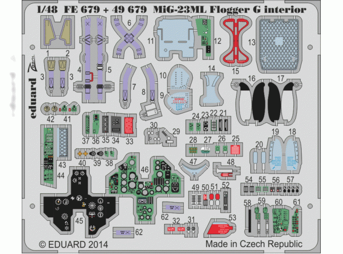 Цветное фототравление для MiG-23ML Flogger G interior S.A.