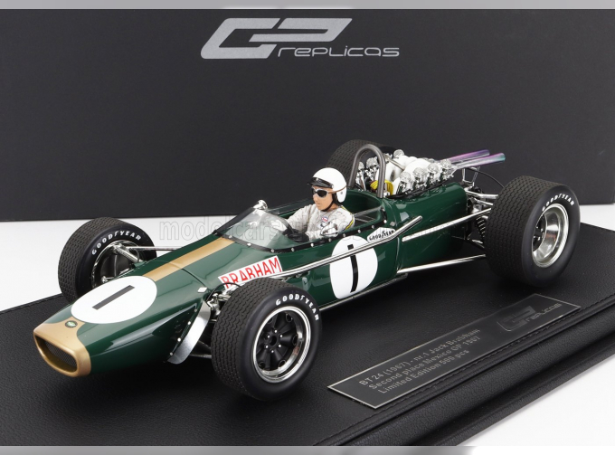 BRABHAM F1 Bt24 Repco N 1 2nd Mexico Gp (with Pilot Figure) 1967 Jack Brabham - Con Vetrina - With Showcase, Green Gold