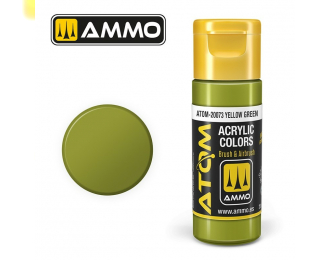 Краска акриловая ATOM COLOR Жёлто-зелёный / Yellow Green, 20мл