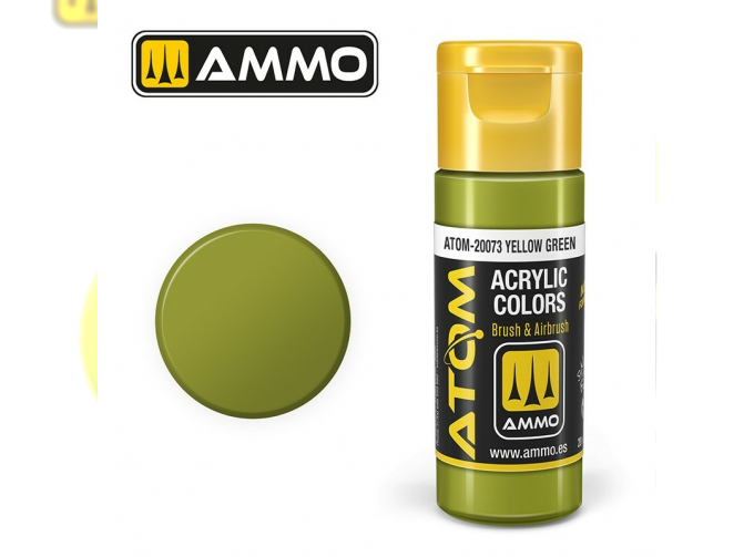 Краска акриловая ATOM COLOR Жёлто-зелёный / Yellow Green, 20мл