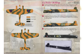 Декаль Armstrong Whitworth A.W.38 Whitley The complete set 2 leaf