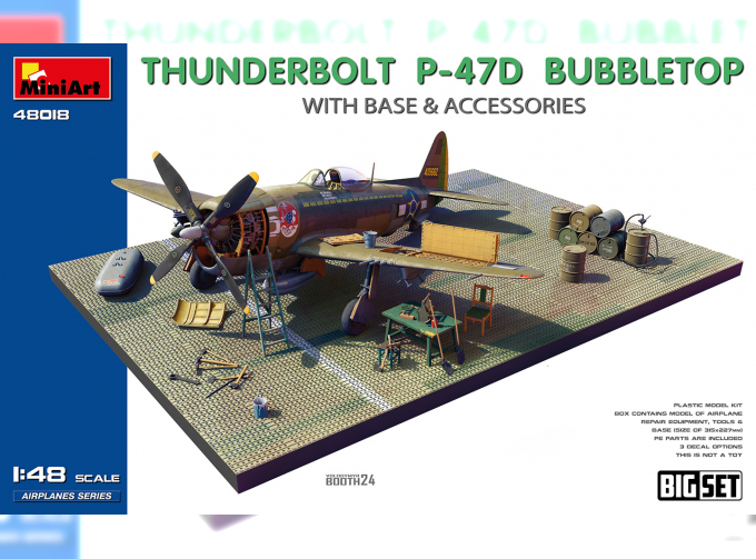 Сборная модель P-47d-30 Thunderbolt Bubbletop Airplane Military With Base & Accessories 1942