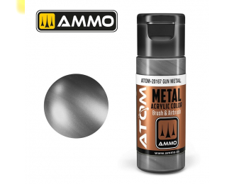 Краска акриловая ATOM COLOR METALLIC Оружейный металл / Gun Metal, 20мл