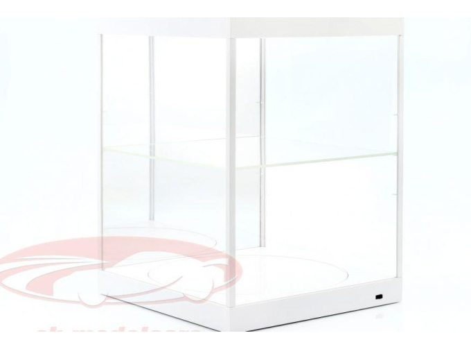 Витрина со светодиодной подсветкой, зеркалом и вращающимся подиумом, белая