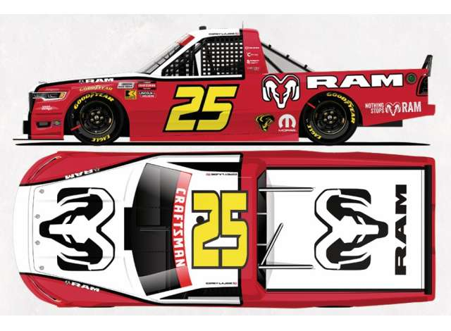 CHEVROLET #25 Corey Lajoie *RAM Trucks Throwback*, red/white 2026