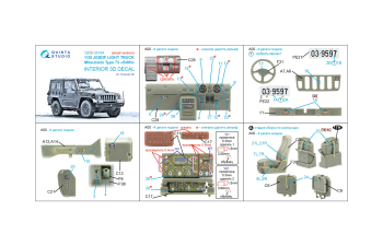 3D Декаль интерьера кабины JGSDF Light truck Mitsubishi Type 73 Shin (Trumpeter) (малая версия)