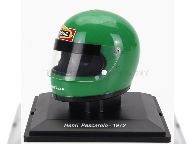 HELMET F1 Casco - March 721 N 16 Season (1972) Henri Pescarolo, Green