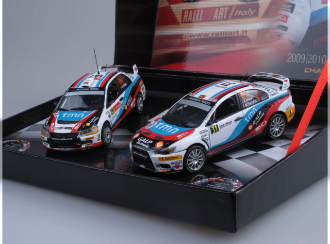 MITSUBISHI LANCER EVOLUTION IX & X - A.Araujo/M.Ramalhon 2009,2010 Double PWRC CHAMPION GIFT BOXSET