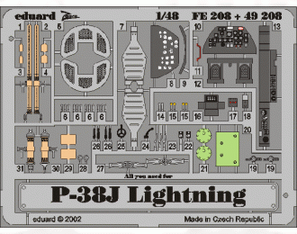 Фототравление Американский истребитель Lockheed P-38J Lightning