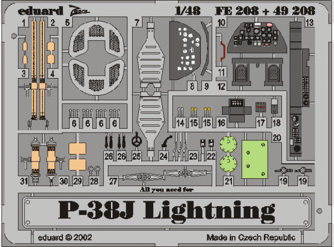 Фототравление Американский истребитель Lockheed P-38J Lightning