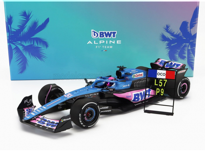 RENAULT F1 A523 Team Bwt Alpine N31 9th Miami Gp With Pit Board (2023) Esteban Ocon, Blue Black Pink