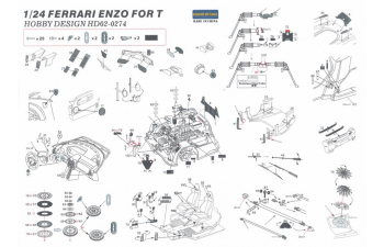 Набор для доработки Ferrari ENZO Detail-up Set для моделей Tamiya（PE+Resin+Metal parts）