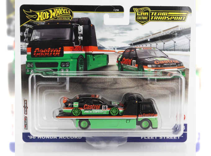 HONDA Accord №16 Racing + TRUCK Fleet Street Car Transporter (1996), Green Black