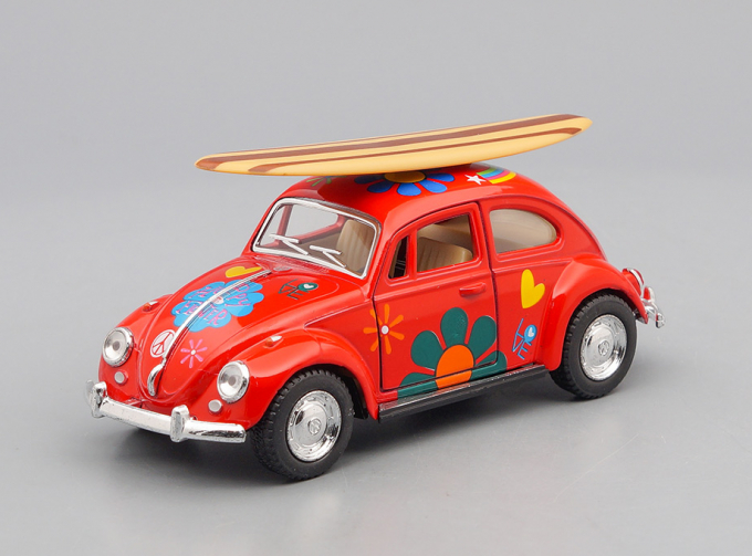 VOLKSWAGEN Classical Beetle Peace and Love Surfboard (1967), red