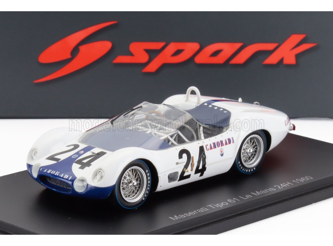 MASERATI Tipo 61 2.9l S4 Spider Team Camoradi Usa №24 24h Le Mans (1960) Masten Gregory - Chuck Daigh, White Blue