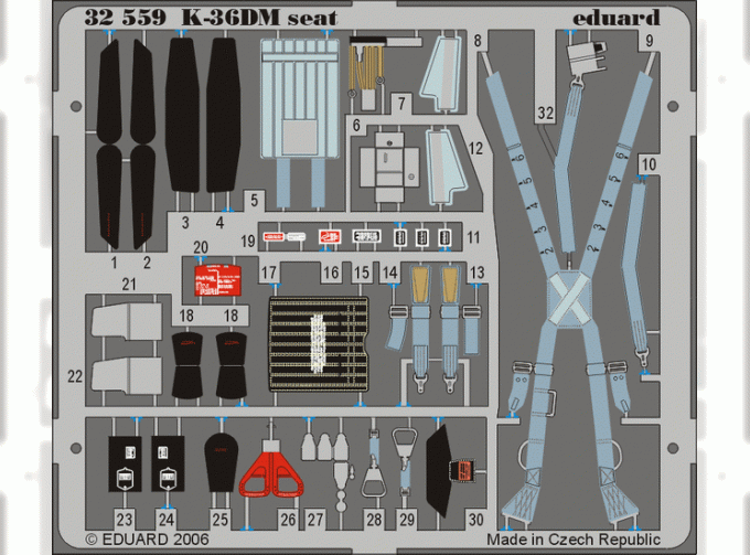 Цветное Фототравление для MiG-29 Fulcrum K-36DM seat