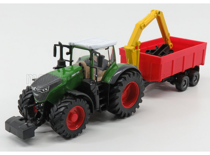 FENDT Vario 1000 Tractor With Crane And Trailer (2016), Green Grey Red