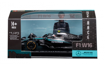 MERCEDES-BENZ GP F1 W16 Team Amg Petronas Motorsport №12 Season 2025 Andrea Kimi Antonelli - With Pilot And Showcase, Black Silver Green