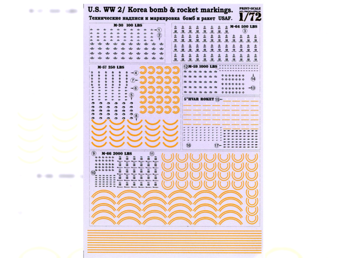 Technical inscriptions and marks of airbombs USAF. The second world war and Korea Wet decal