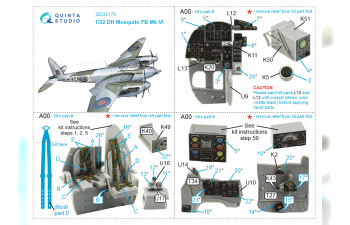 3D Декаль интерьера кабины DH Mosquito FB Mk.VI (Tamiya)