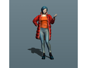 Фигурка Девушка в пуховике, окрашенная