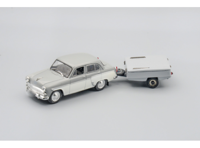 МОСКВИЧ-407 (deagostini) с прицепом "Скиф-М" серый,серый прицеп