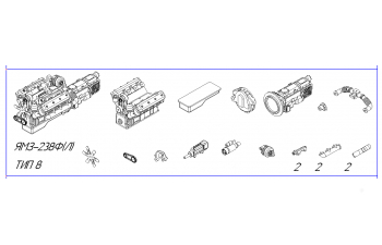 Сборная модель Двигатель ЯМЗ-238Ф (Минский-6422, КРАЗ-250, КРАЗ-260)