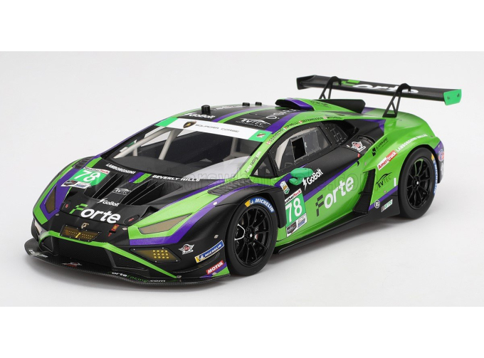 LAMBORGHINI Huracan Gt3 Evo2 Team Forte Racing №78 24h Daytona (2024) Loris Spinelli - Misha Goikhberg - Devlin De Francesco - Sandy Mitchell, Black Green Purple